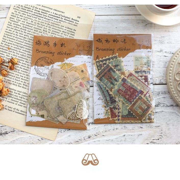  Bộ sticker chủ đề Tem Bưu Điện ánh nhũ dễ thương trang trí sổ tay, scrapbook,.. [ 078 ] 