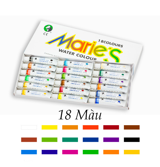  Màu nước Maries dung tích 12ml hộp trắng, water color maries 