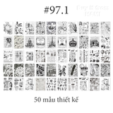  Sticker Retro trang trí Scrapbook, sổ tay, vở  (set 50 stickers) - [ 097 ] 