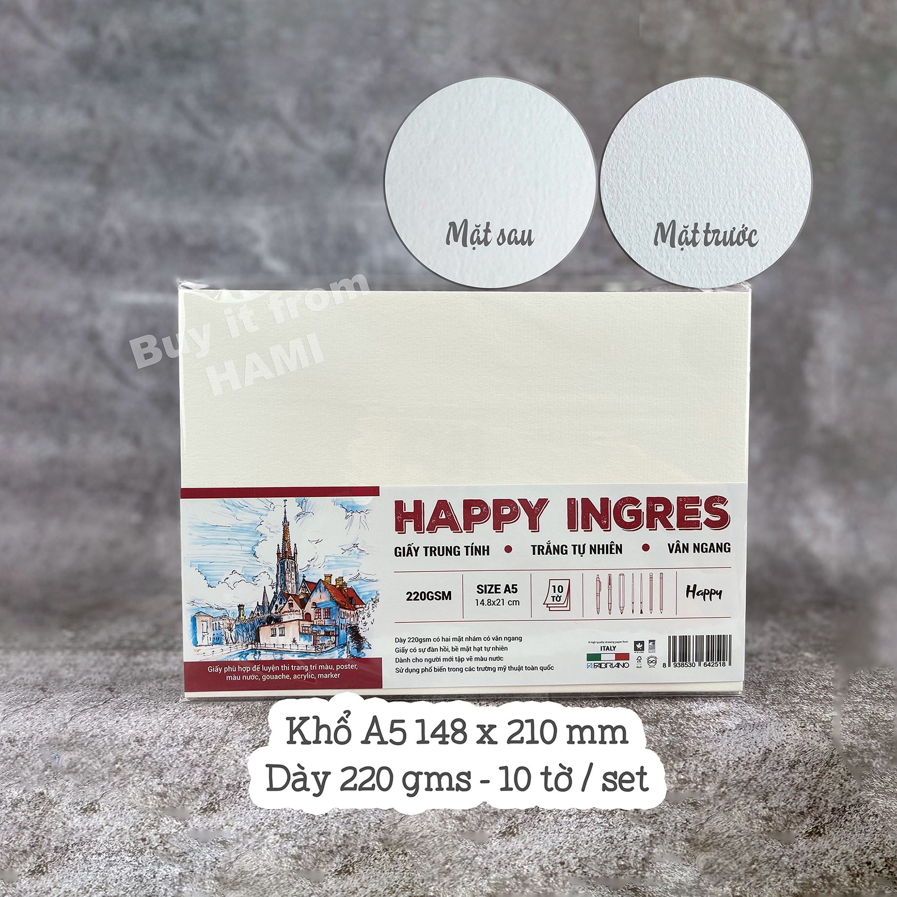  Giấy Vẽ Chì HAPPY INGRES - chuyên dùng để luyện thi 