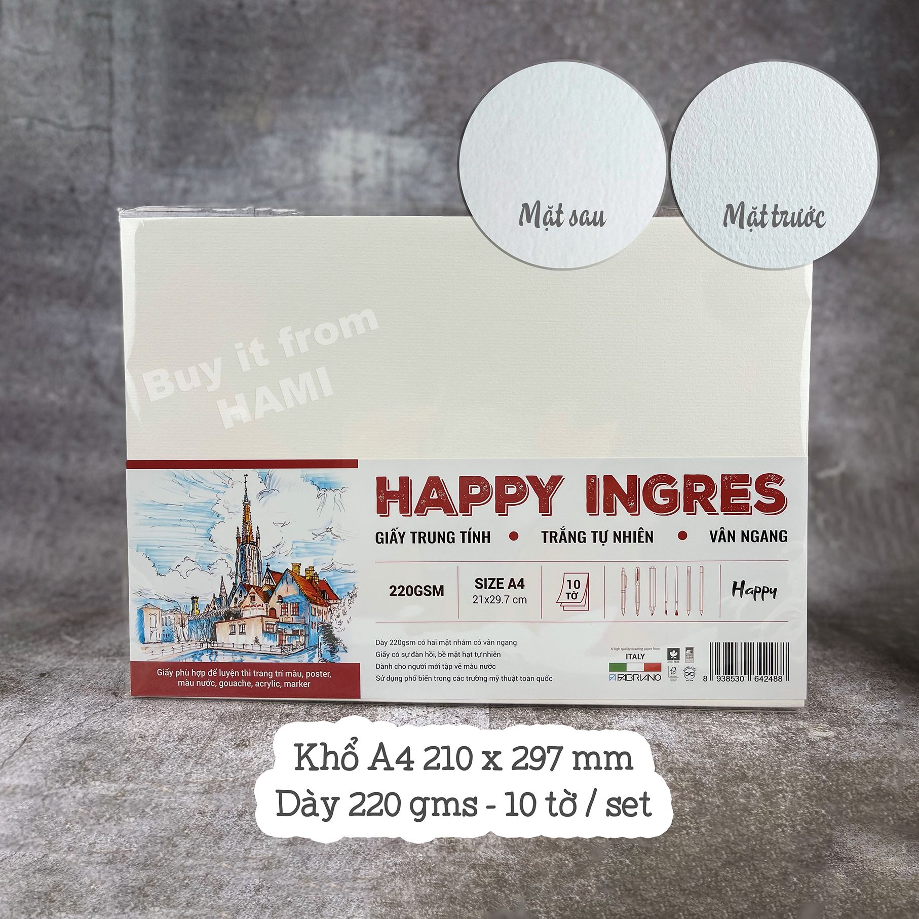  Giấy Vẽ Chì HAPPY INGRES - chuyên dùng để luyện thi 