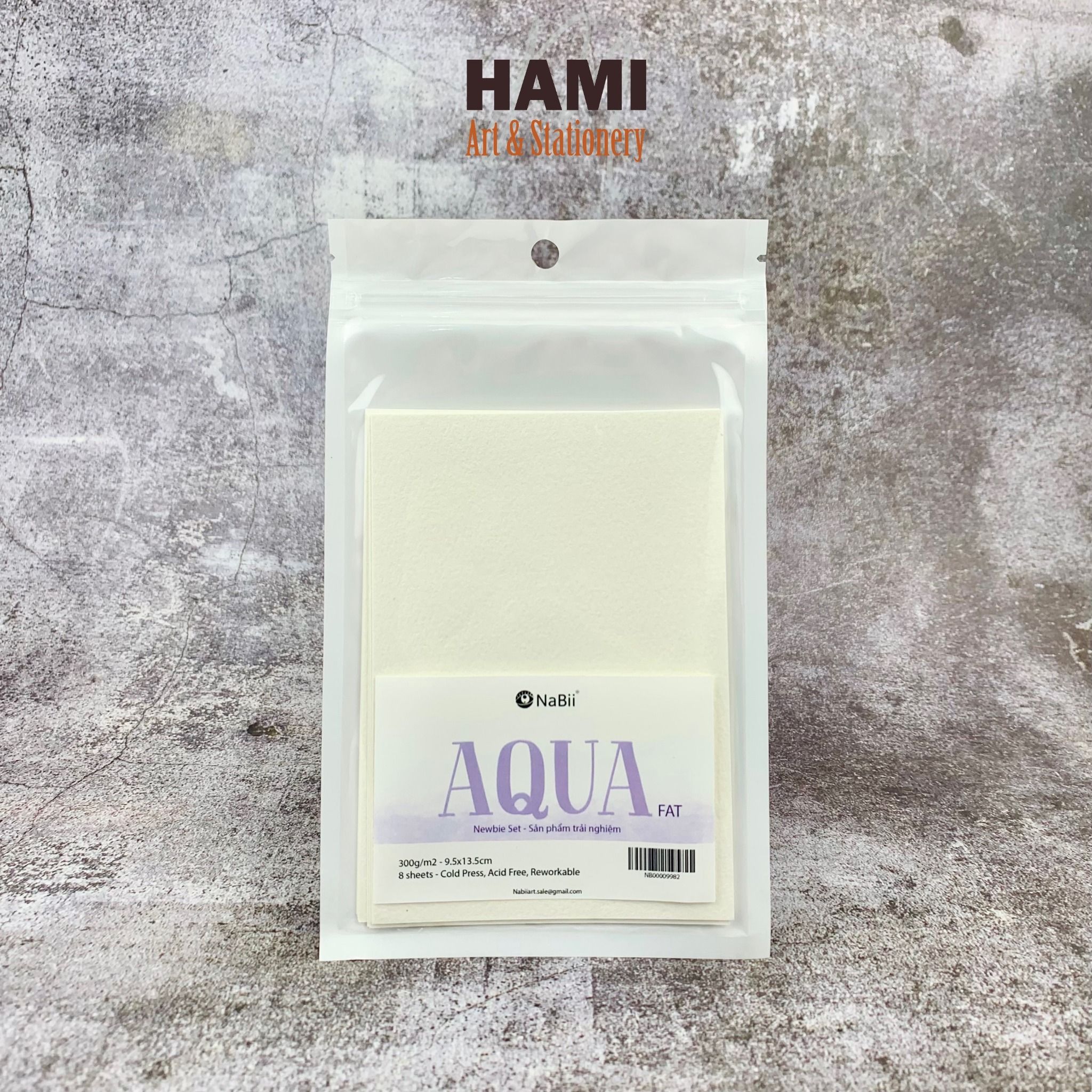  Giấy vẽ màu nước Nabii Aqua Fat A6 300gsm 8 tờ 