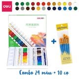  Màu nước acrylic dạng tuýp 5ml chuyên nghiệp Deli - dùng để vẽ vải / giày / tường - 12/18/24 màu - 73913 73914 73915 