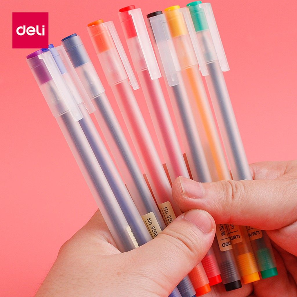  Set bút gel nhiều màu Deli – 8 màu kèm 8 ống mực thay thế - 33160 