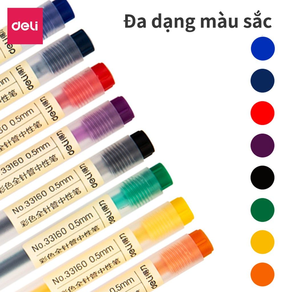  Set bút gel nhiều màu Deli – 8 màu kèm 8 ống mực thay thế - 33160 