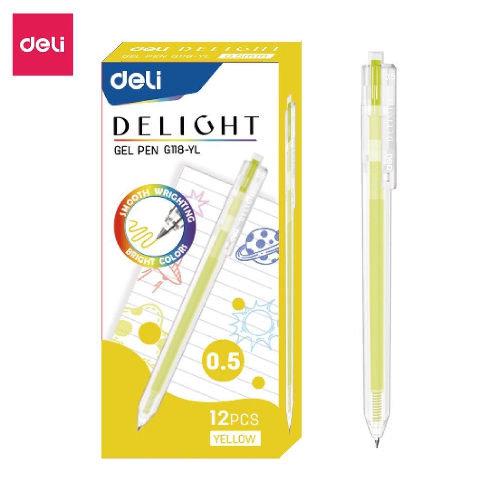  Bút bi nước mực gel bấm nhiều màu 0.5mm Deli xinh xắn nhanh khô viết đều trơn tru lâu hết mực chất lượng cao EG118 