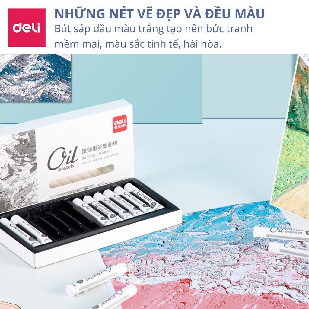  Bút sáp dầu màu trắng Deli - 72130 