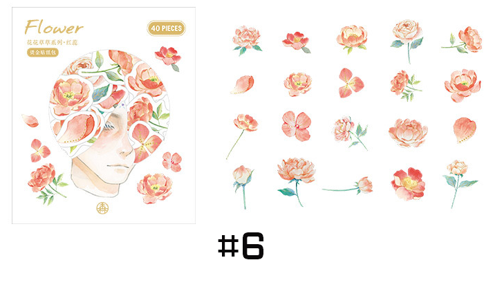  Bộ sticker hoa và cây (12 mẫu) trang trí sổ tay, scrapbook, planner,.. [ 053 ] 