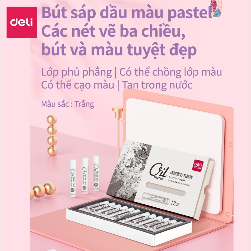  Bút sáp dầu màu trắng Deli - 72130 