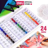  Màu nước dạng tuýp cao cấp 12ml Deli - màu nước hòa tan che phủ tốt - 12 màu/18 màu/24 màu - 73850 / 73851 / 73852 