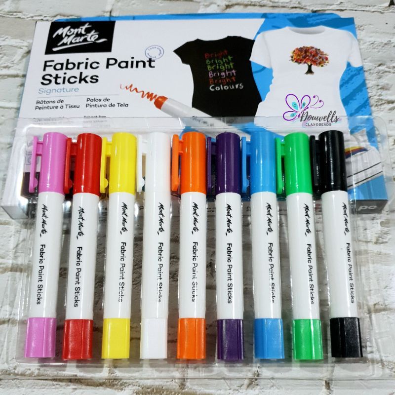 Set màu vẽ vải dạng thỏi Mont Marte Fabric Paint Sticks 9 màu Họa cụ HAMI