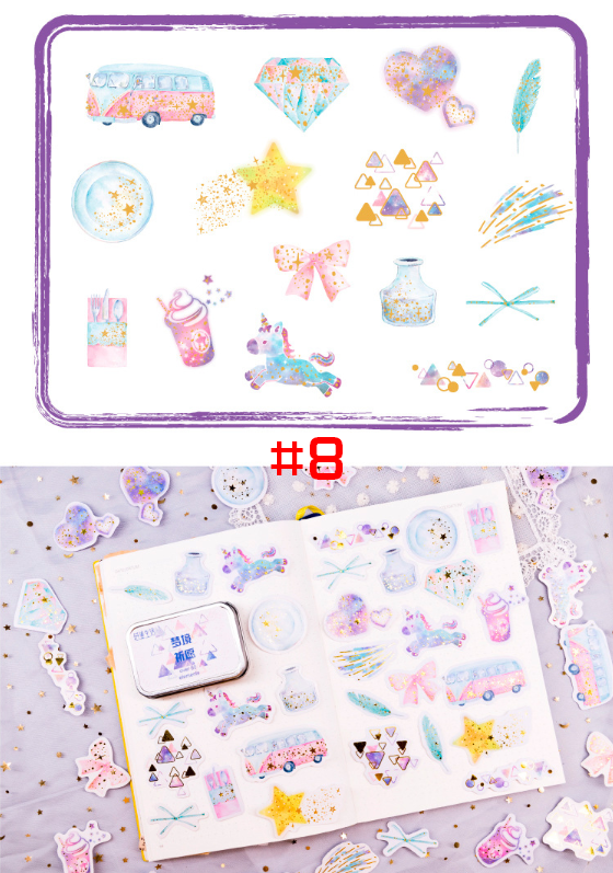 Bộ 60 sticker hộp thiếc siêu dễ thương trang trí scrapbook, sổ tay pla ...