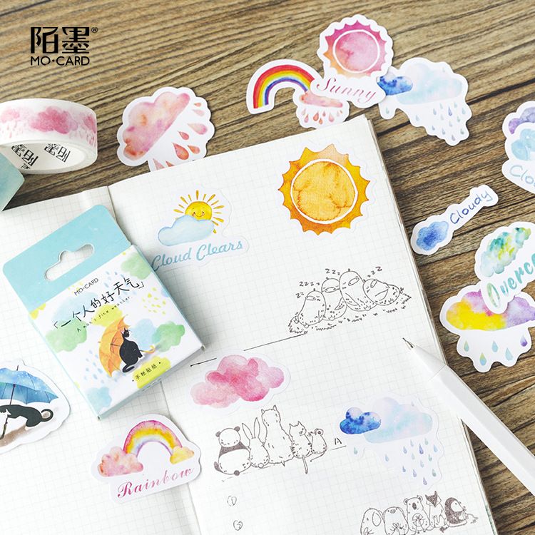  Hộp 46 Miếng Dán Sticker Cloudy Trang Trí Sổ Thiệp  [ 084 ] 