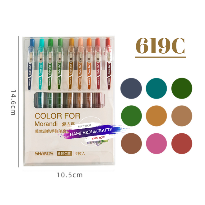  Bộ 9 bút gel màu MORANDI ngòi 0.5mm S619 