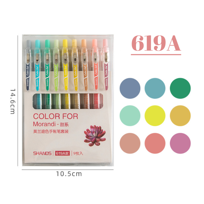  Bộ 9 bút gel màu MORANDI ngòi 0.5mm S619 