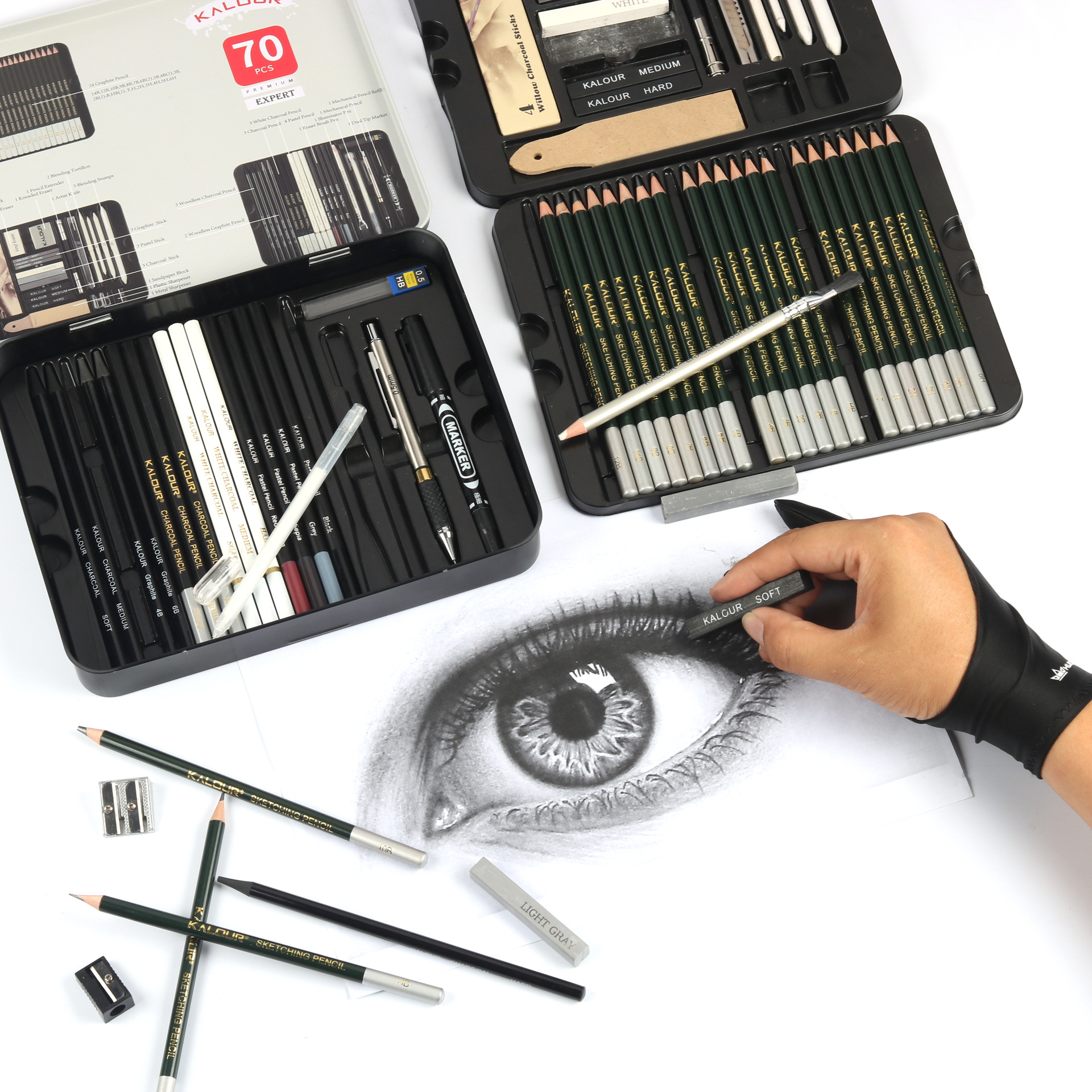 Conjunto de 70 Lápices de Dibujo Profesional KALOUR: ¡Libera tu Creatividad! - Set 70 Lápices De Dibujo Profesional