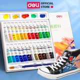  Màu nước acrylic dạng tuýp 5ml chuyên nghiệp Deli - dùng để vẽ vải / giày / tường - 12/18/24 màu - 73913 73914 73915 