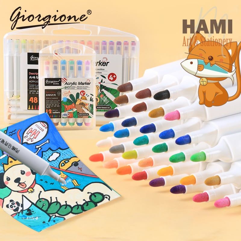  Bộ Bút Sơn Acrylic Giorgione Macaron 48 Màu Đầu Bút Mềm 