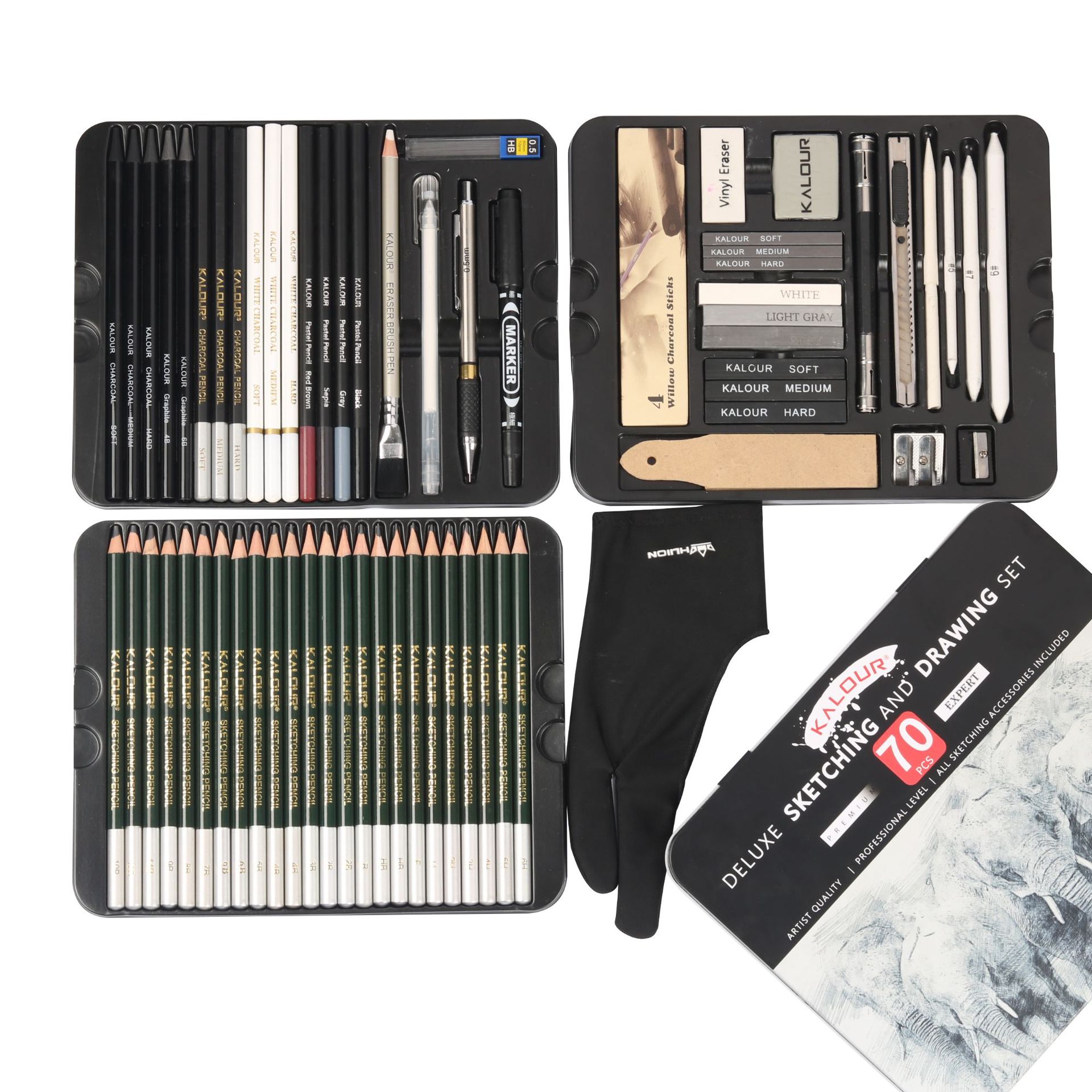 Conjunto de 70 Lápices de Dibujo Profesional KALOUR: ¡Libera tu Creatividad! - Set 70 Lápices De Dibujo Profesional