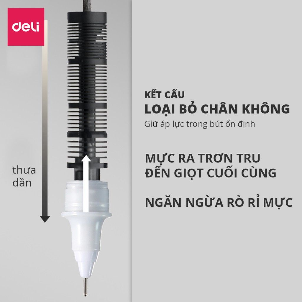  Bút bi nước văn phòng mực gel đen 0.5mm Deli nhanh khô viết thư pháp ống bút liền lâu hết mực thiết kế xinh xắn S876 