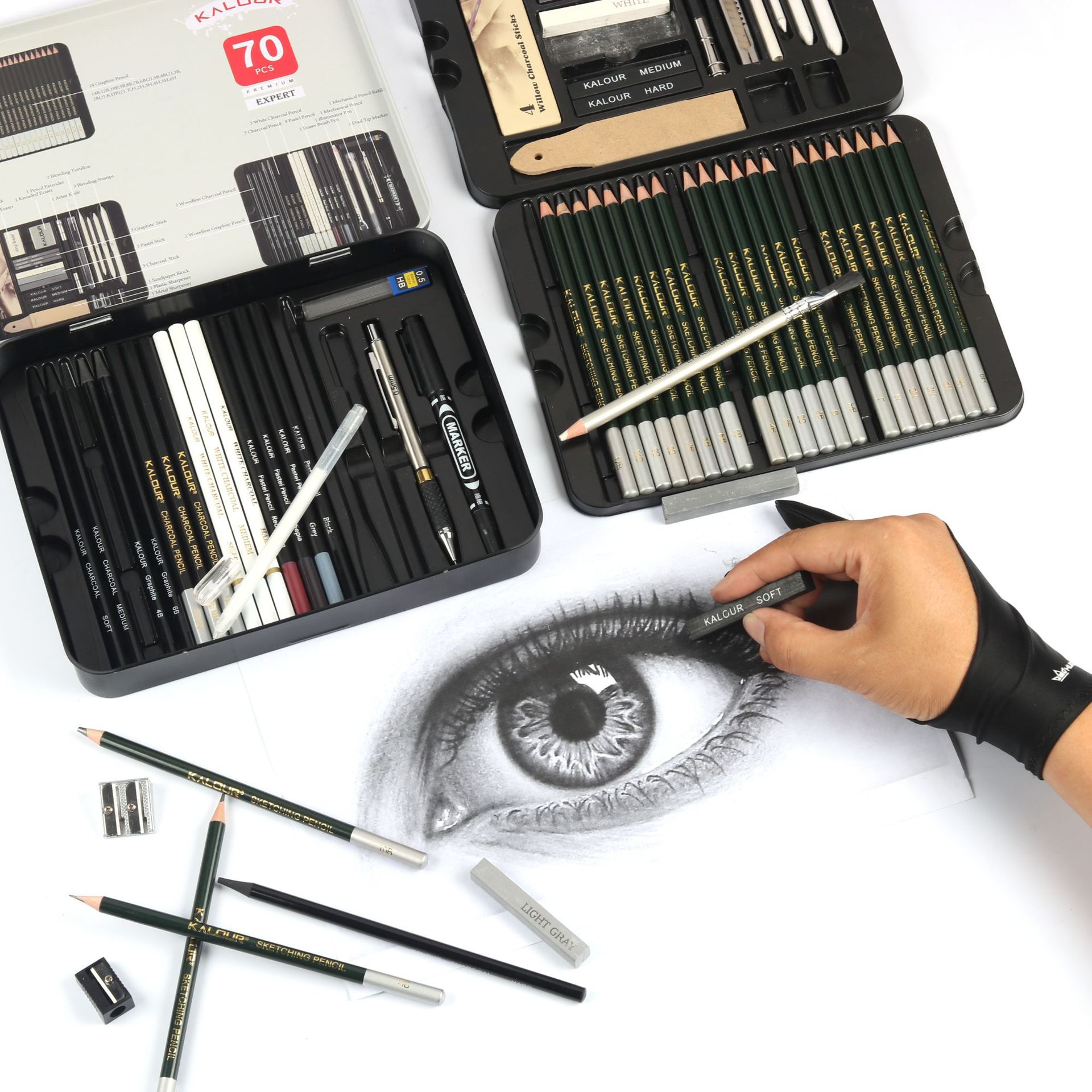 Conjunto de 70 Lápices de Dibujo Profesional KALOUR: ¡Libera tu Creatividad! - Set 70 Lápices De Dibujo Profesional