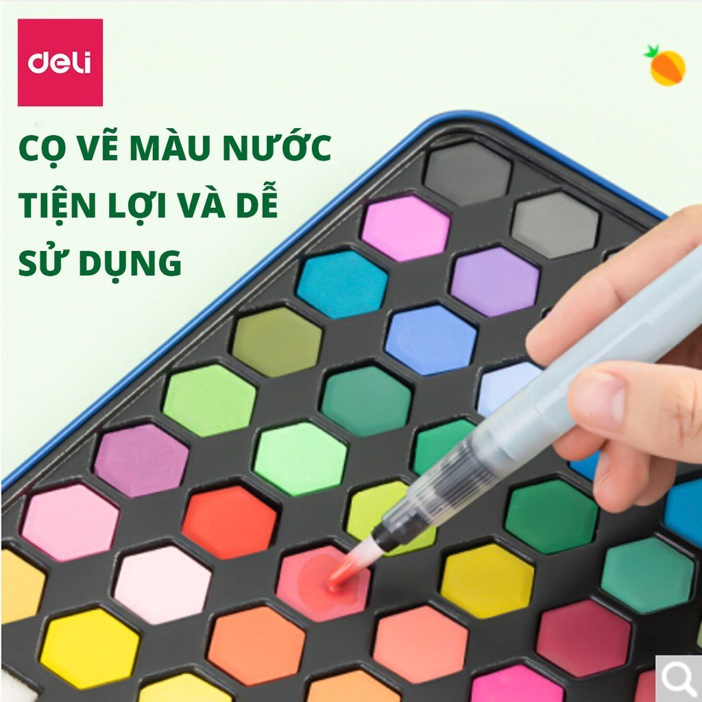  Màu nước dạng nén Deli 24 36 48 màu phiên bản mới Water color bao gồm 8 dụng cụ chuyên nghiệp - 73936 