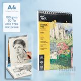  Sổ Sketch Book Mont Marte Bìa Cứng Gáy Lò Xo A4 - 50 tờ , 100gsm MSB0085 