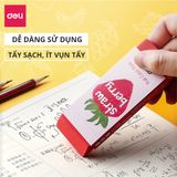  Gôm tẩy siêu to Deli hình vẽ hoa quả - cỡ lớn dùng lâu dài ít vụn tẩy sạch không gãy xóa chì 2B dành cho học sinh 71050 