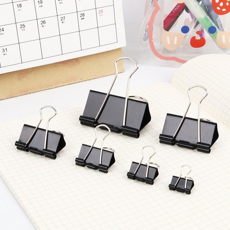  Hộp 12 kẹp giấy đa năng – Kẹp bướm kẹp tài liệu nhiều kích thước (19mm, 25mm, 41mm, 51mm) 
