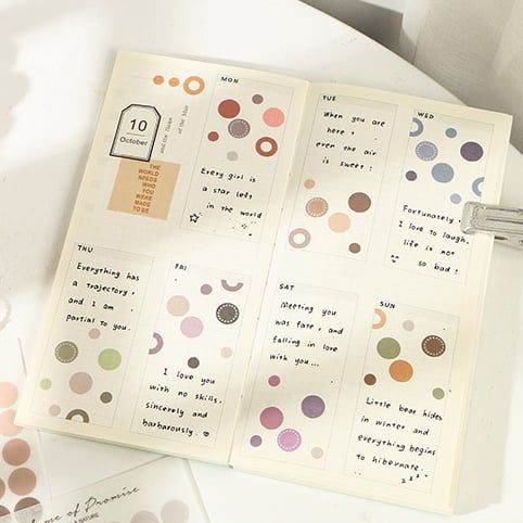  Sticker đánh dấu tròn trang trí sổ tay, planner, scrapbook, .. [ 123 ] 