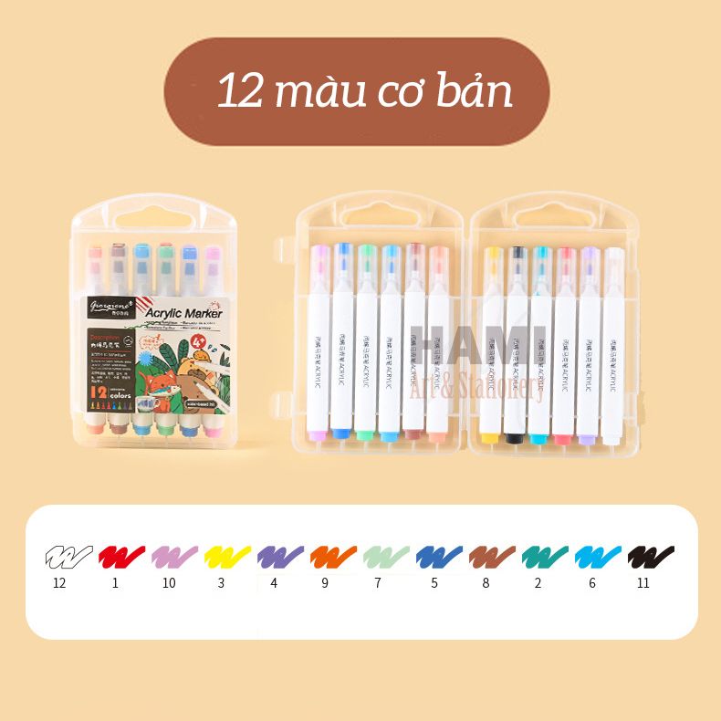  Bộ Bút Sơn Acrylic Giorgione Macaron 48 Màu Đầu Bút Mềm 