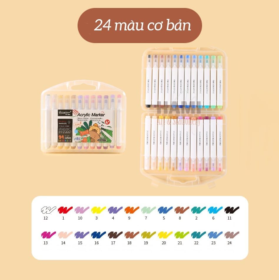  Bộ Bút Sơn Acrylic Giorgione Macaron 48 Màu Đầu Bút Mềm 