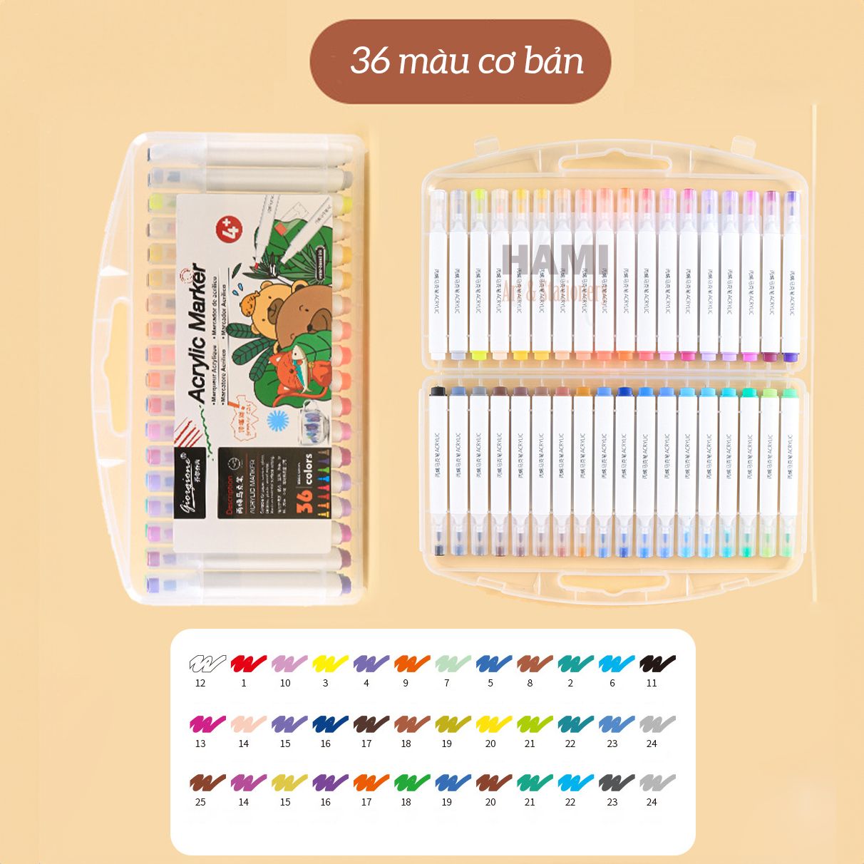  Bộ Bút Sơn Acrylic Giorgione Macaron 48 Màu Đầu Bút Mềm 