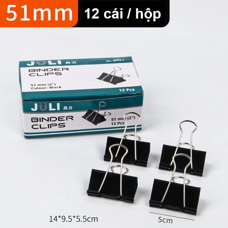 Hộp 12 kẹp giấy đa năng – Kẹp bướm kẹp tài liệu nhiều kích thước (19mm, 25mm, 41mm, 51mm) 