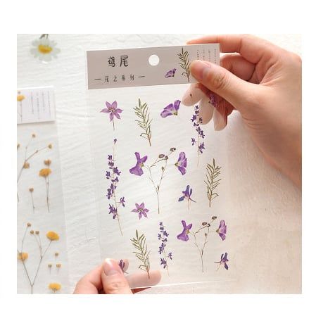  Sticker họa tiết hoa lá PVC hình trang trí Scrapbook, sổ tay, vở  - [ 133 ] 