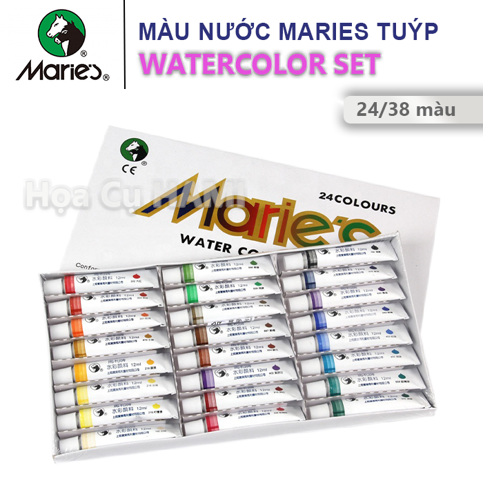  Màu nước Maries dung tích 12ml hộp trắng, water color maries 