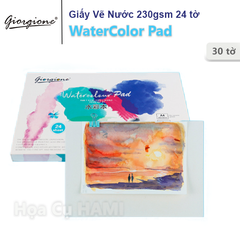  Giấy Vẽ Màu Nước Giorgione 230Gsm, 24 Tờ, Tặng 1 Bút Nước, Cọ, Ghim Giấy 