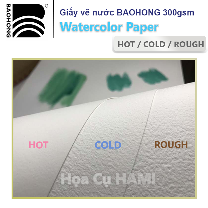  Giấy vẽ màu nước BAOHONG 100% Cotton 