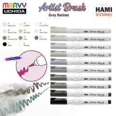  Bút cọ màu Marvy Artist Brush 1100 (Grey series) 