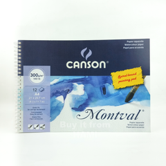  Giấy vẽ Màu nước CANSON MONTVAL PAD A4 12 tờ 300gsm (Vân Mịn HOT) 