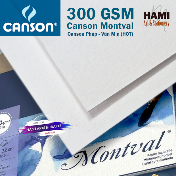  Giấy vẽ Màu nước CANSON MONTVAL 300gsm (Vân Mịn HOT) 