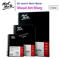  Sổ Sketch Book Mont Marte Bìa Cứng Gáy Lò Xo A3/ A4/ A5/ A6 - 120 Trang, 110gsm 