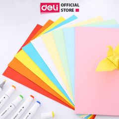  Giấy in nhiều màu khổ A4 Deli - Định lượng 80gsm - 100 trang/tệp - 2 tông màu pastel / sặc sỡ - 7788 