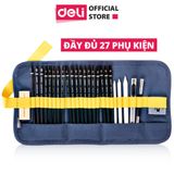  Bộ dụng cụ vẽ phác thảo 27 phụ kiện Deli - vẽ mỹ thuật - 1 bộ - 58125 