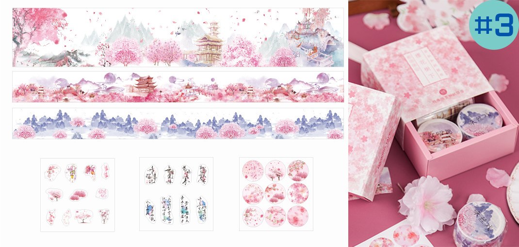 Bộ Washi Tape ánh nhũ cổ trang Trung Quốc CT-AN-06 trang trí scrapbook, sổ tay planner,… [ 043 ] 