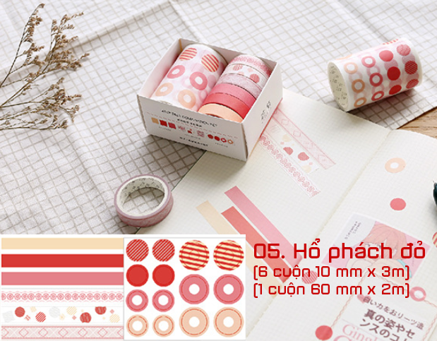  Washi Tape set 7 cuộn SA07-01 trang trí scrapbook, sổ tay planner,… [ 022 ] 