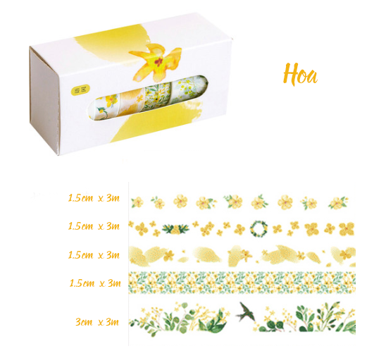  Washi Tape set 05 cuộn SH-01 trang trí scrapbook, sổ tay planner,… [ 019 ] 