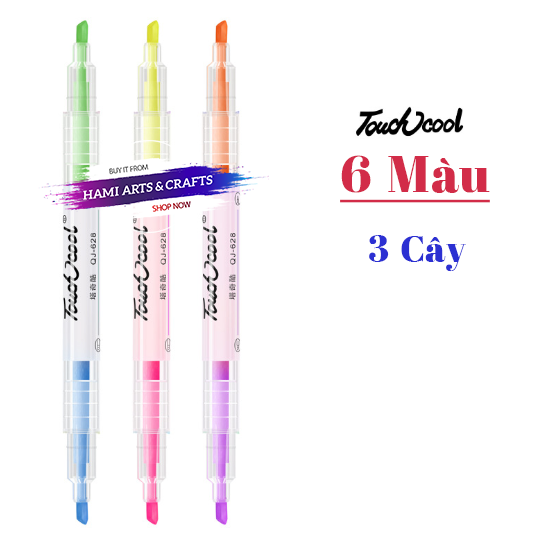  Bộ bút dạ quang 6 bút 12 màu CY nhiều màu 2 đầu trong 1 cây chất lượng cao, bút nhớ, bút highlight 