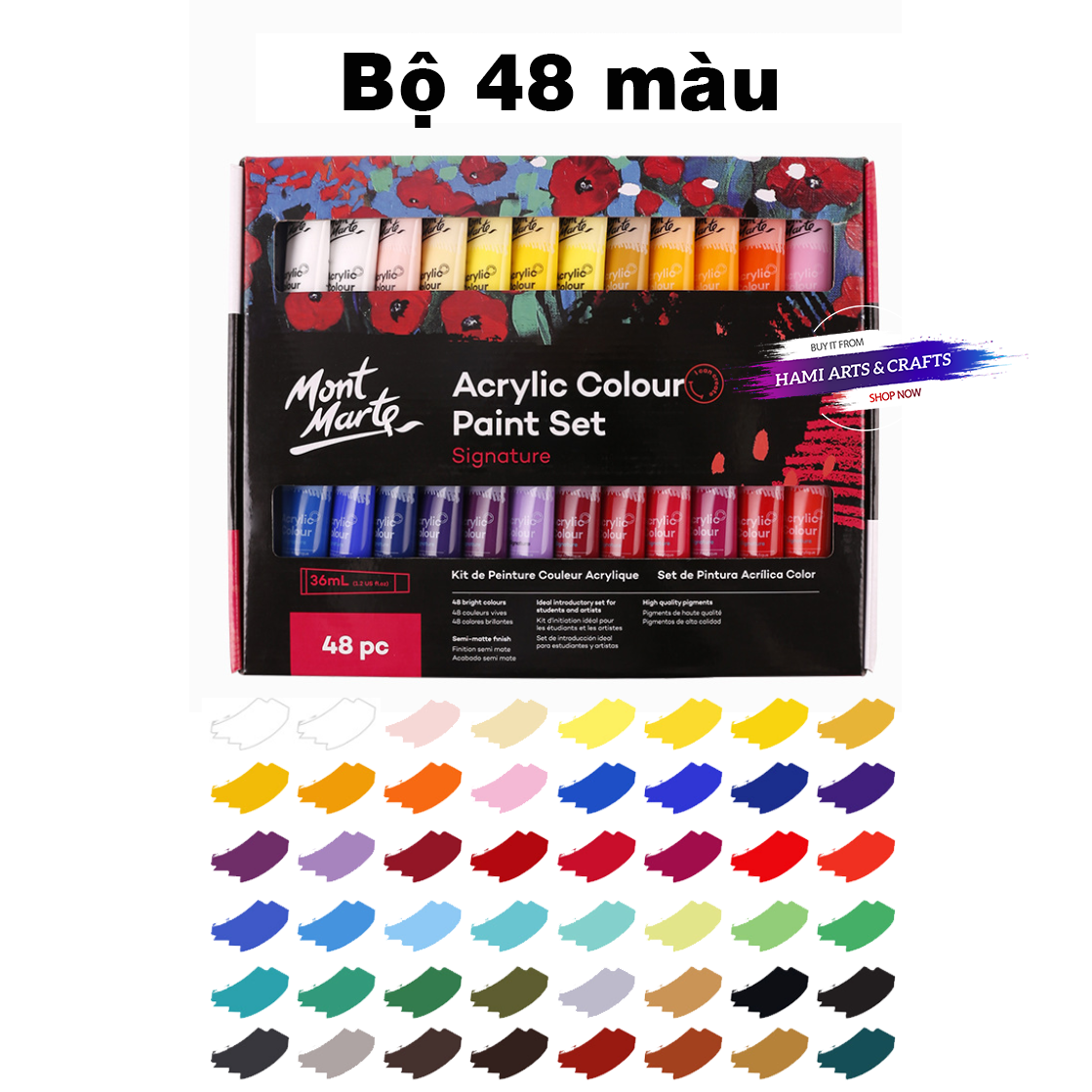  Màu Acrylic Mont Marte 18/24/36/48 x 36ml, Mont Marte Signature Acrylic Paint Set 