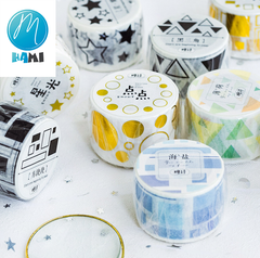  WASHI TAPE Băng dính trang trí, Họa Tiết phong cách Khối Hình (WST-KH-01) [ 008 ] 